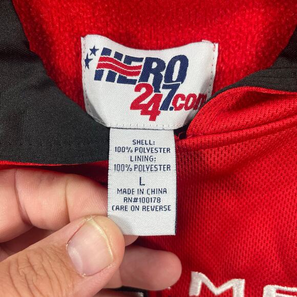 Fire Department Hoodie Norman Oklahoma Men's Large Red Embroidered Zip Pocket - Picture 6 of 10